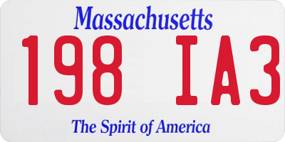 MA license plate 198IA3