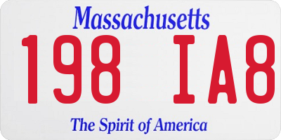 MA license plate 198IA8