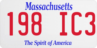 MA license plate 198IC3