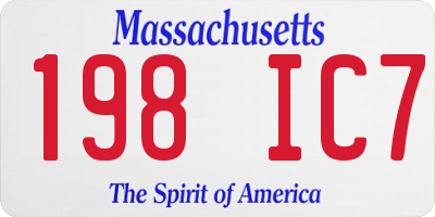 MA license plate 198IC7