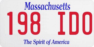 MA license plate 198ID0