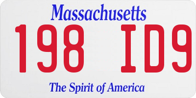 MA license plate 198ID9