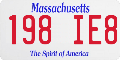 MA license plate 198IE8