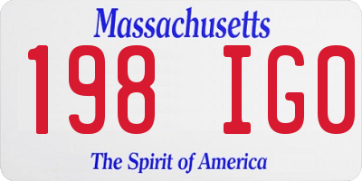 MA license plate 198IG0
