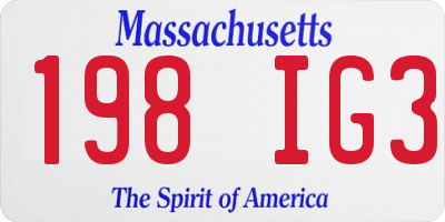 MA license plate 198IG3