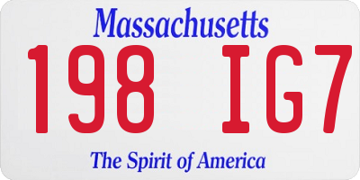 MA license plate 198IG7