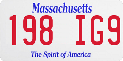 MA license plate 198IG9