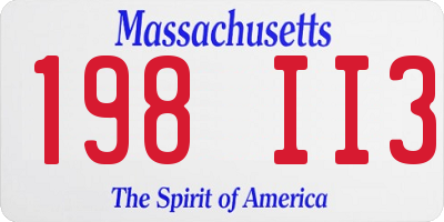 MA license plate 198II3