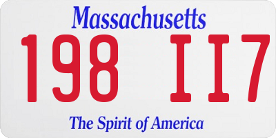 MA license plate 198II7