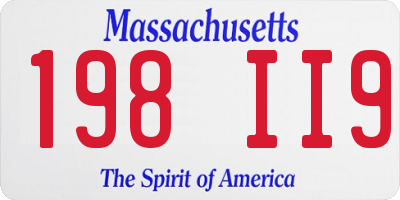 MA license plate 198II9