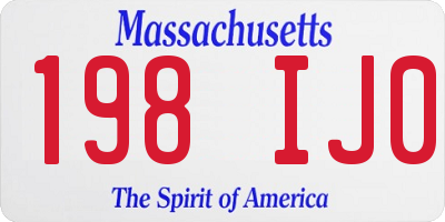MA license plate 198IJ0