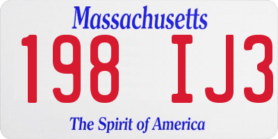 MA license plate 198IJ3