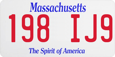 MA license plate 198IJ9