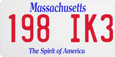 MA license plate 198IK3