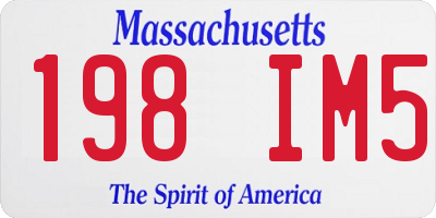 MA license plate 198IM5