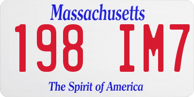 MA license plate 198IM7