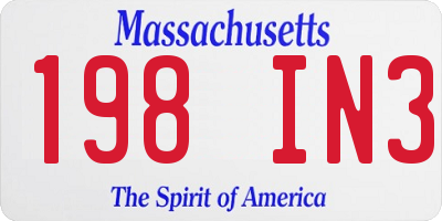 MA license plate 198IN3