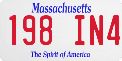 MA license plate 198IN4