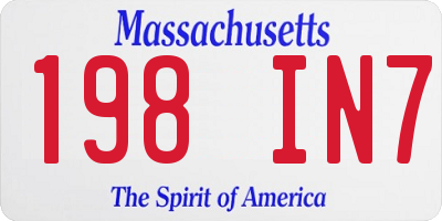 MA license plate 198IN7