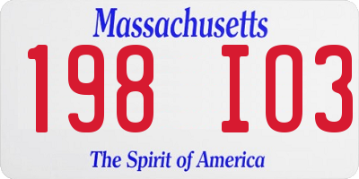 MA license plate 198IO3