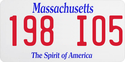 MA license plate 198IO5