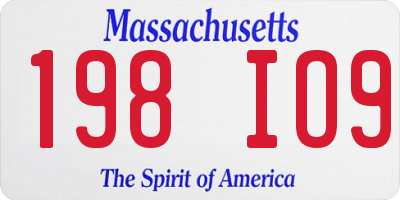 MA license plate 198IO9