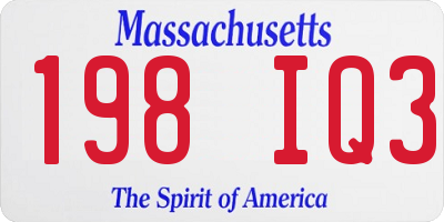 MA license plate 198IQ3