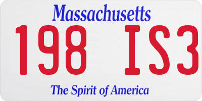 MA license plate 198IS3