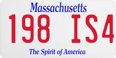 MA license plate 198IS4