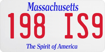MA license plate 198IS9