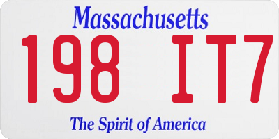 MA license plate 198IT7