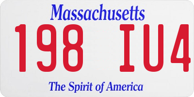 MA license plate 198IU4