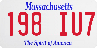 MA license plate 198IU7