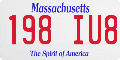 MA license plate 198IU8