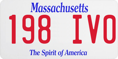 MA license plate 198IV0