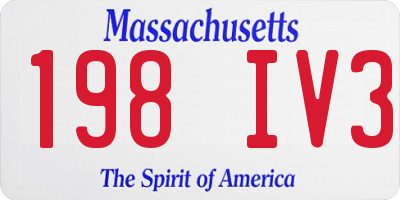 MA license plate 198IV3
