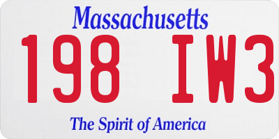 MA license plate 198IW3
