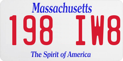 MA license plate 198IW8