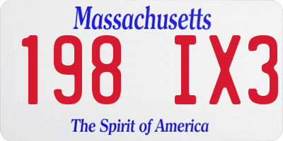 MA license plate 198IX3