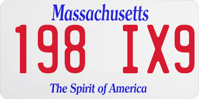 MA license plate 198IX9