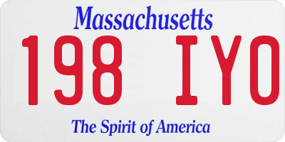 MA license plate 198IY0