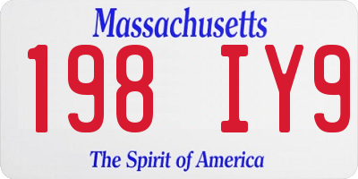 MA license plate 198IY9