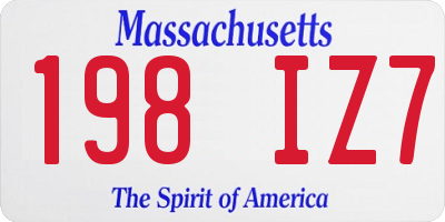 MA license plate 198IZ7
