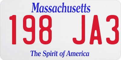 MA license plate 198JA3