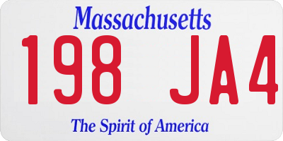 MA license plate 198JA4