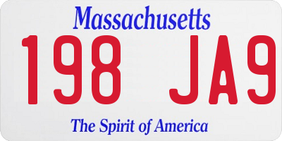 MA license plate 198JA9