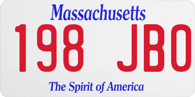 MA license plate 198JB0