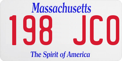 MA license plate 198JC0