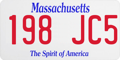 MA license plate 198JC5