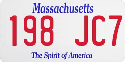 MA license plate 198JC7